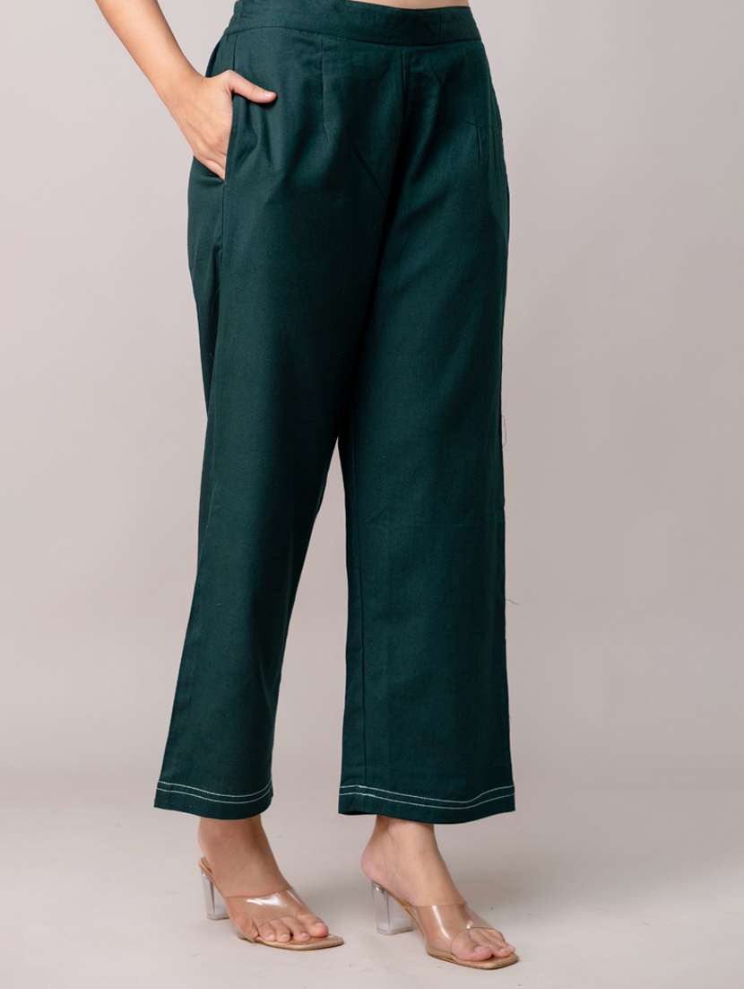 women solid mid rise straight trouser - 22147240 -  Standard Image - 2
