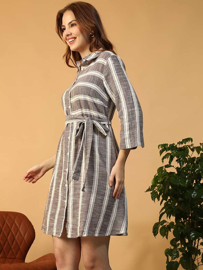 women striped collared shirt dress - 22147503 -  Standard Image - 2