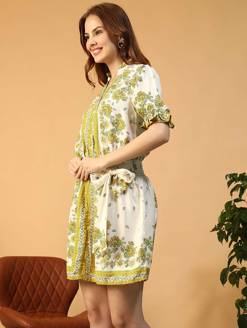 women printed puff sleeve a-line dress - 22147512 -  Standard Image - 2