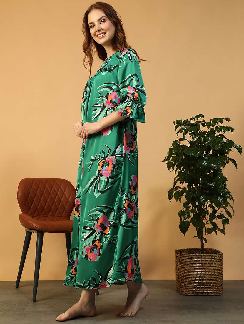 women floral print bell sleeve nighty - 22147532 -  Standard Image - 2