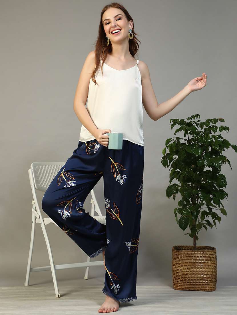 women printed mid rise lounge wear pajama - 22147546 -  Standard Image - 2