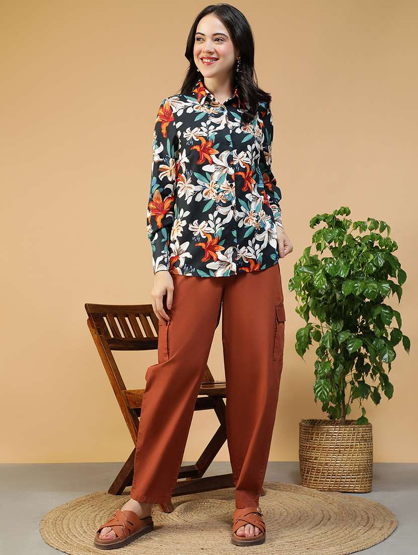 women printed collared long sleeve regular shirt - 22147559 -  Standard Image - 2