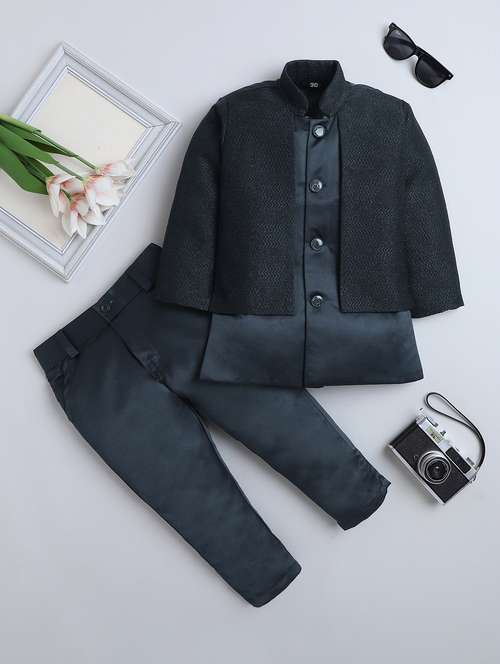 boys self designed long sleeve sherwani set - 22147599 -  Standard Image - 0