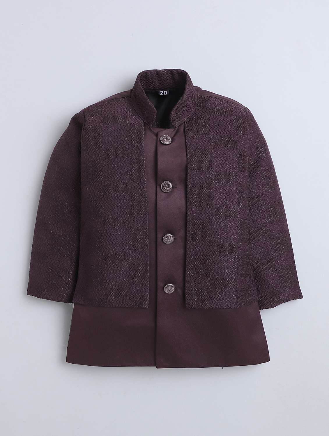 boys self designed long sleeve sherwani set - 22147600 -  Standard Image - 2