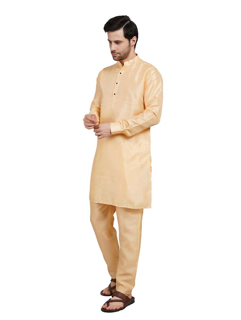 men solid long sleeve kurta with trousers ethnic wear set - 22147705 -  Standard Image - 2