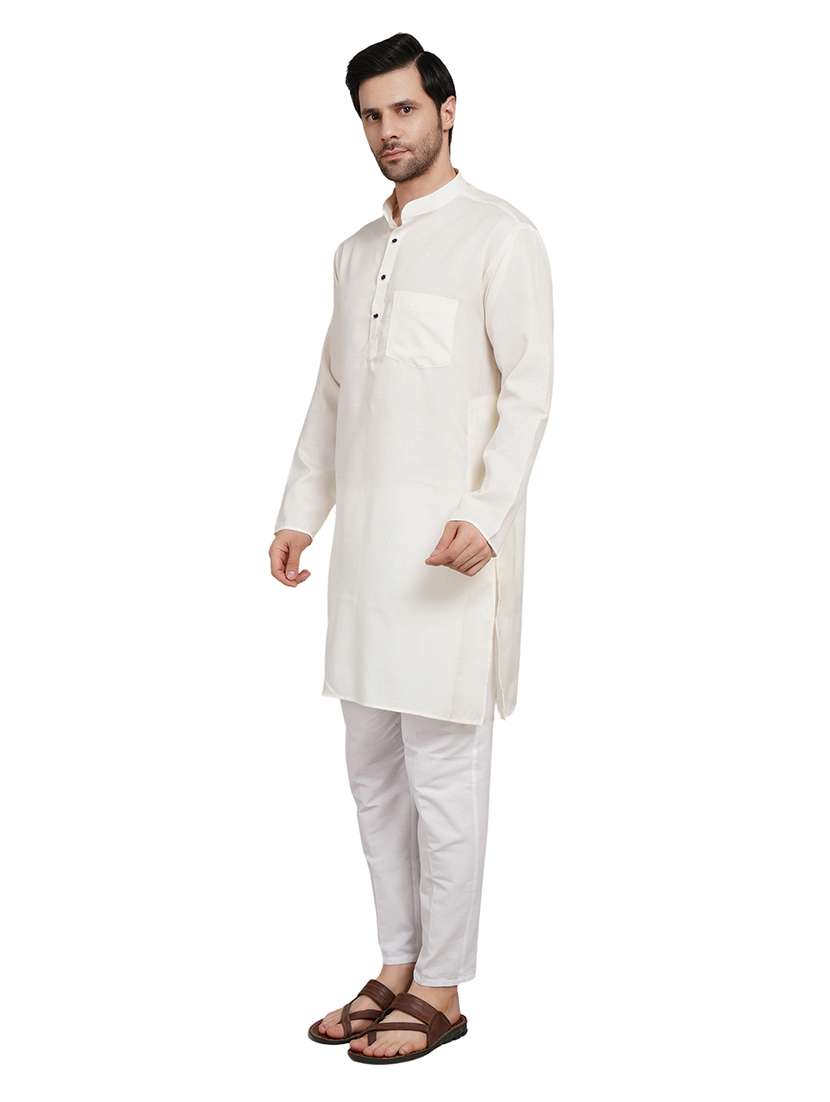 men solid long sleeve kurta with trousers ethnic wear set - 22147726 -  Standard Image - 2