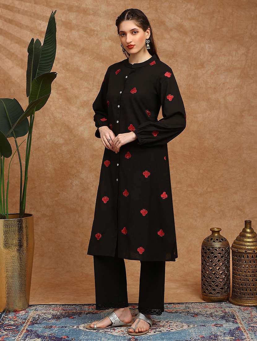 women embroidered long sleeve kurta pant set - 22147801 -  Standard Image - 2