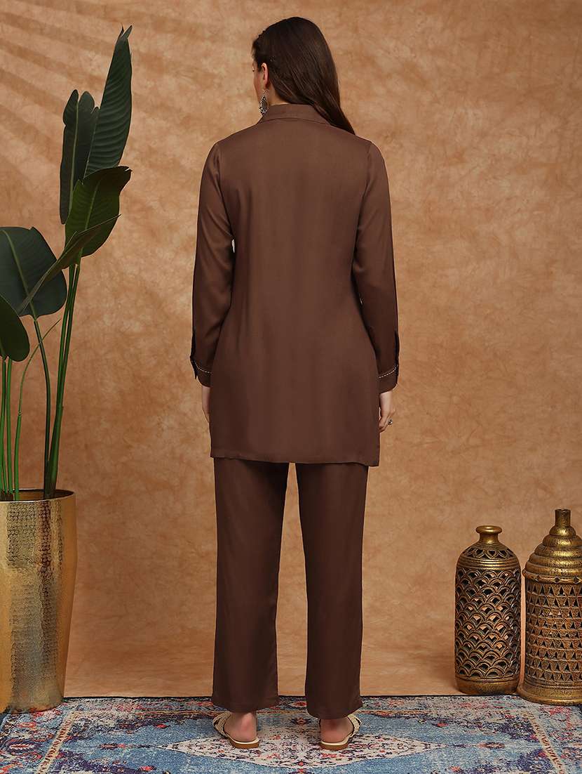 women solid long sleeve ethnic co-ord set - 22147848 -  Standard Image - 2