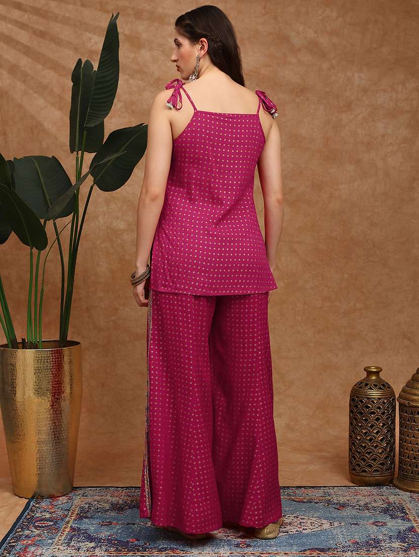 women foil printed shoulder strap ethnic co-ord set - 22147850 -  Standard Image - 2