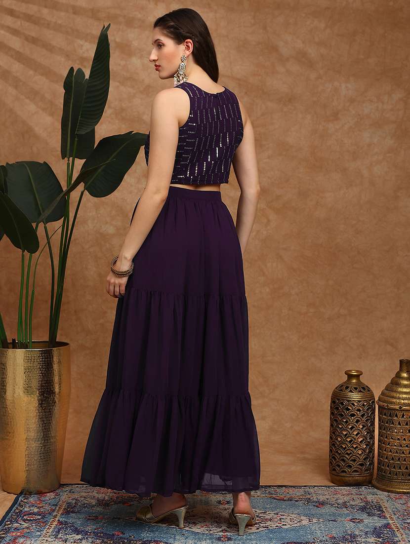 women solid with work sleeveless skirt top set - 22147851 -  Standard Image - 2