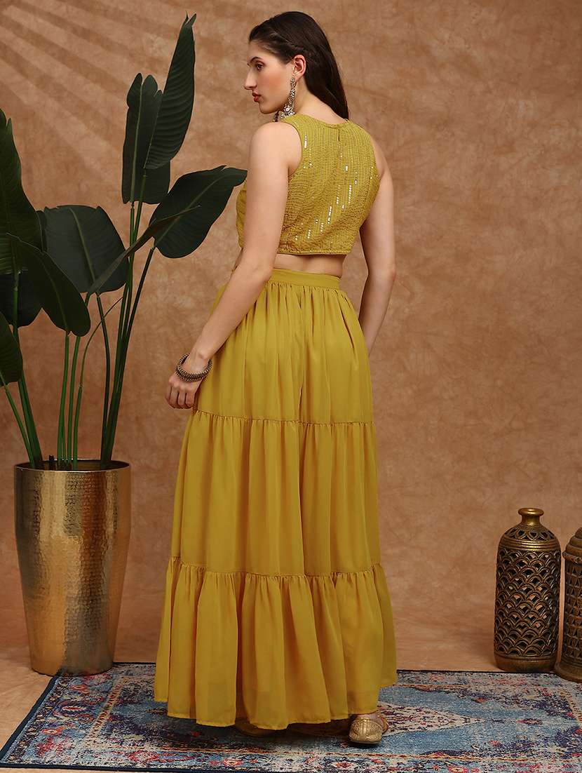 women solid with work sleeveless skirt top set - 22147858 -  Standard Image - 2