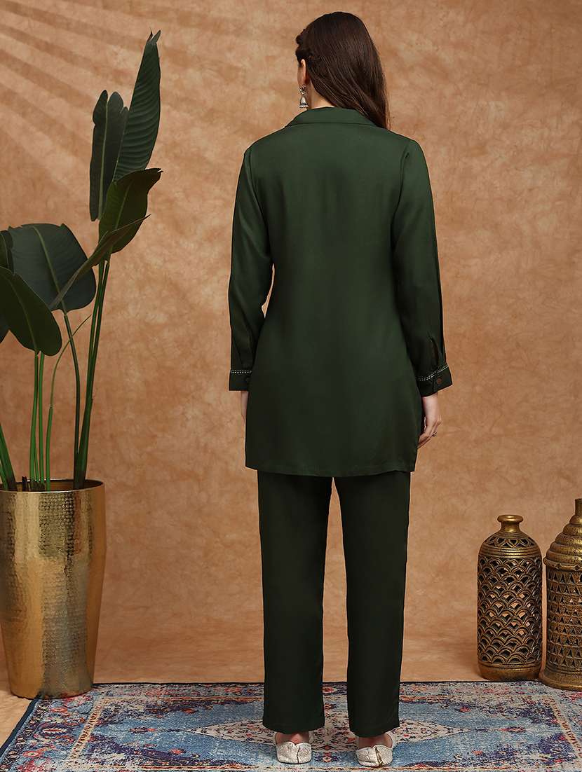 women solid long sleeve ethnic co-ord set - 22147860 -  Standard Image - 2