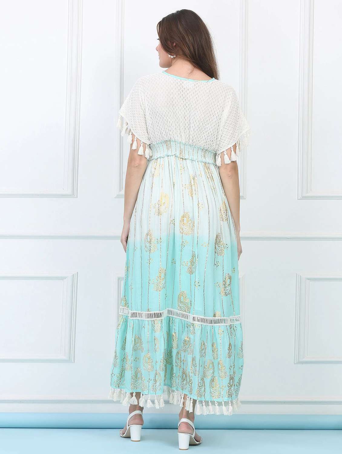 majestic by baani women  tiered light blue maxi full length dress - 22148045 -  Standard Image - 2