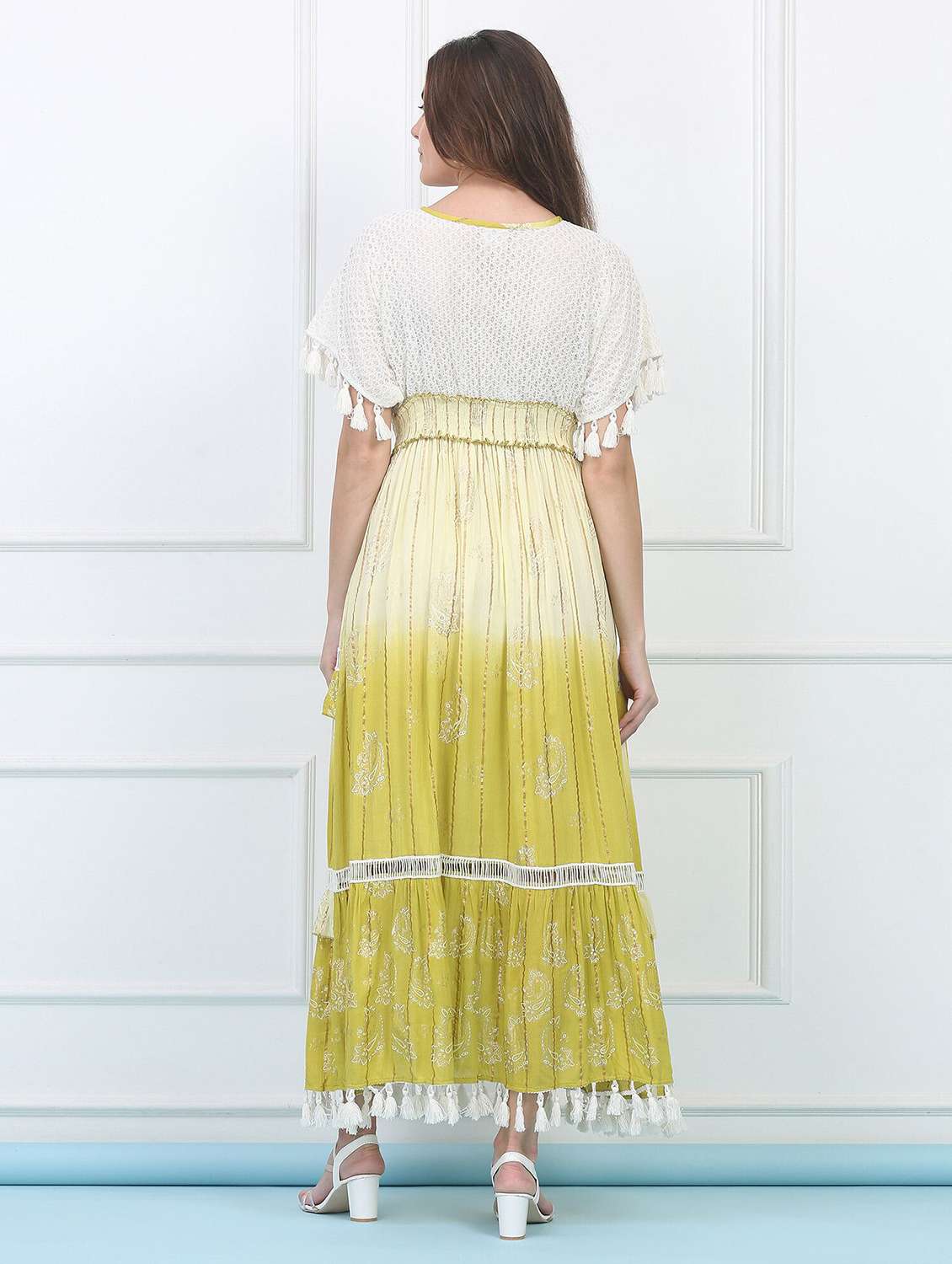 majestic by baani women tiered green maxi full length dress - 22148047 -  Standard Image - 2