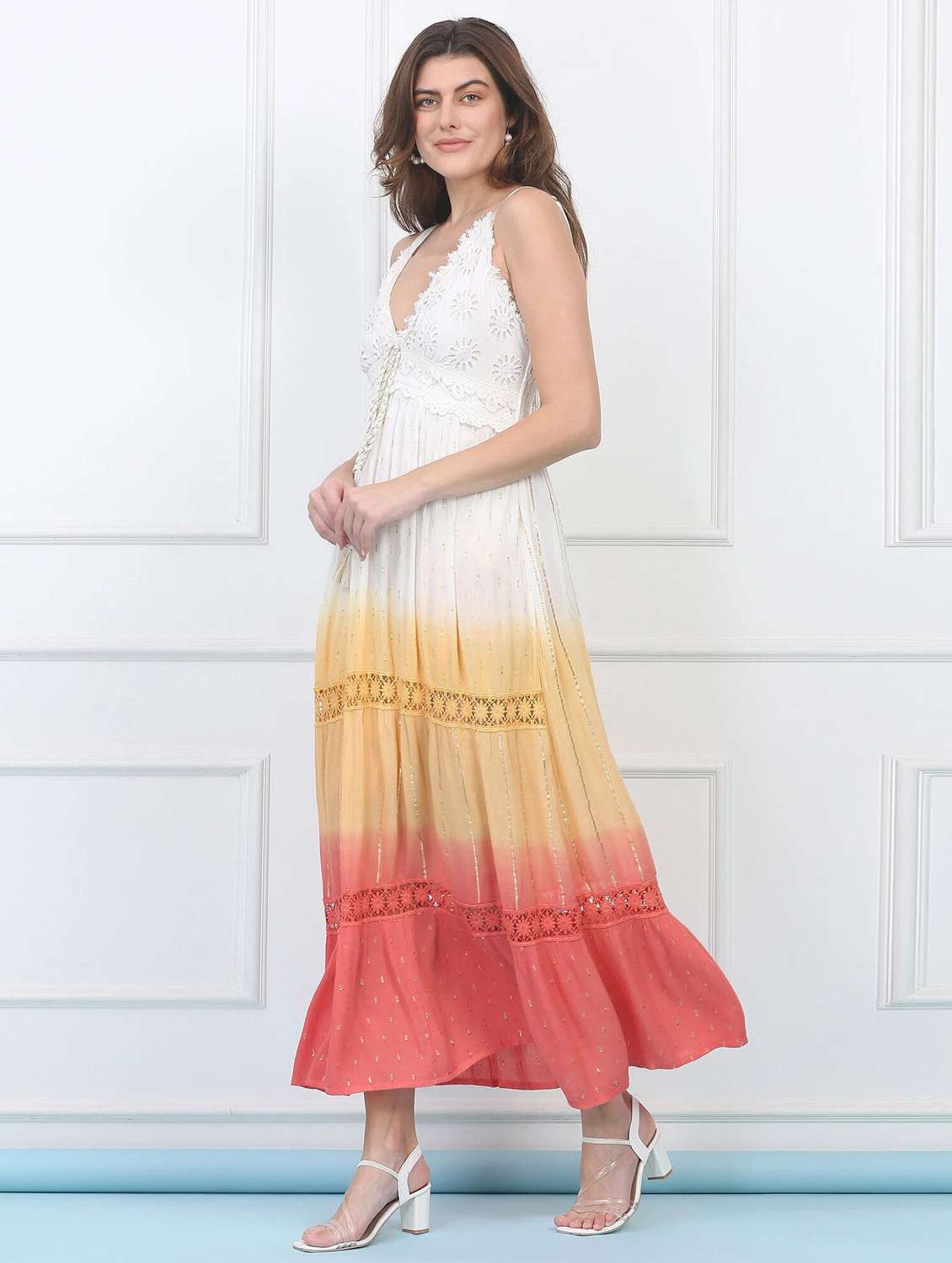 majestic by baani women tiered multicolor maxi dress - 22148050 -  Standard Image - 2