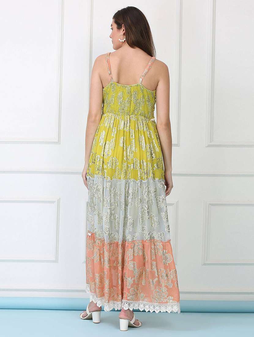 women printed shoulder strap tiered dress - 22148056 -  Standard Image - 2