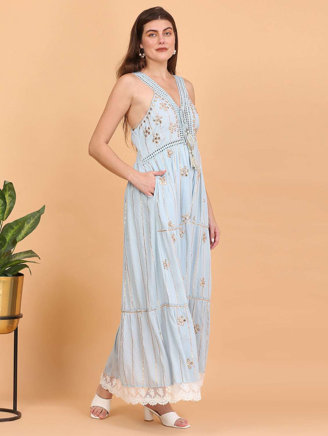 women shoulder strap tiered dress - 22148075 -  Standard Image - 2