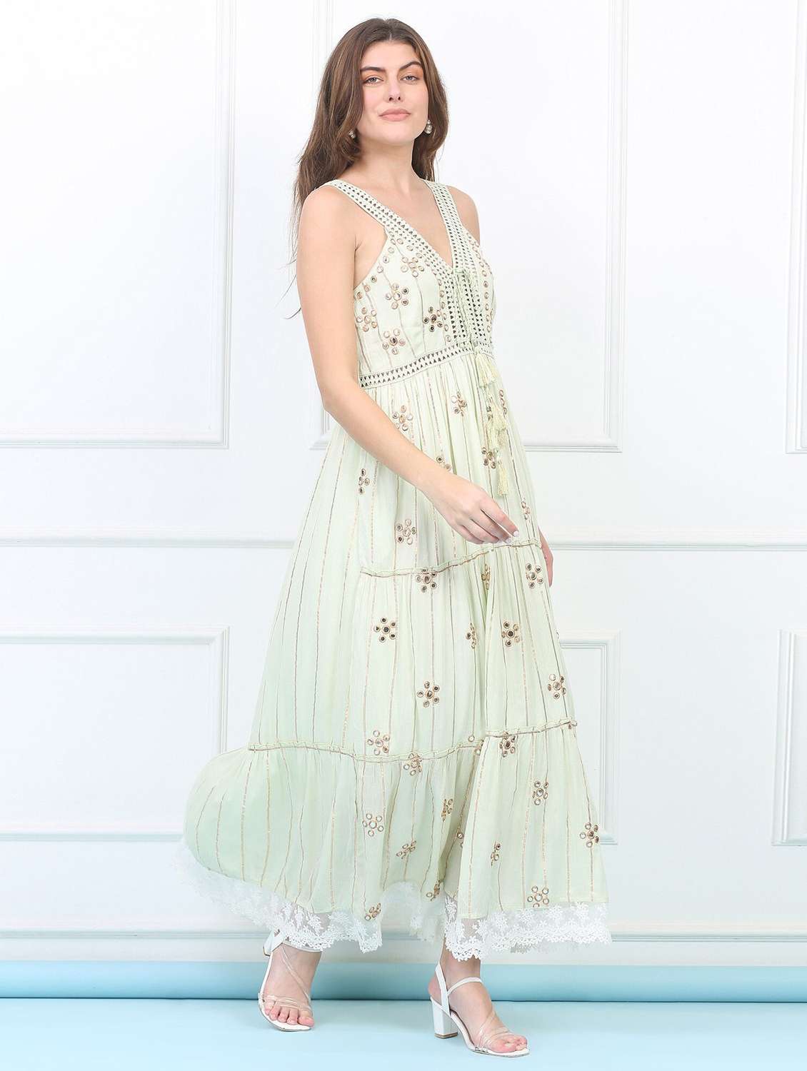 women shoulder strap tiered dress - 22148076 -  Standard Image - 2