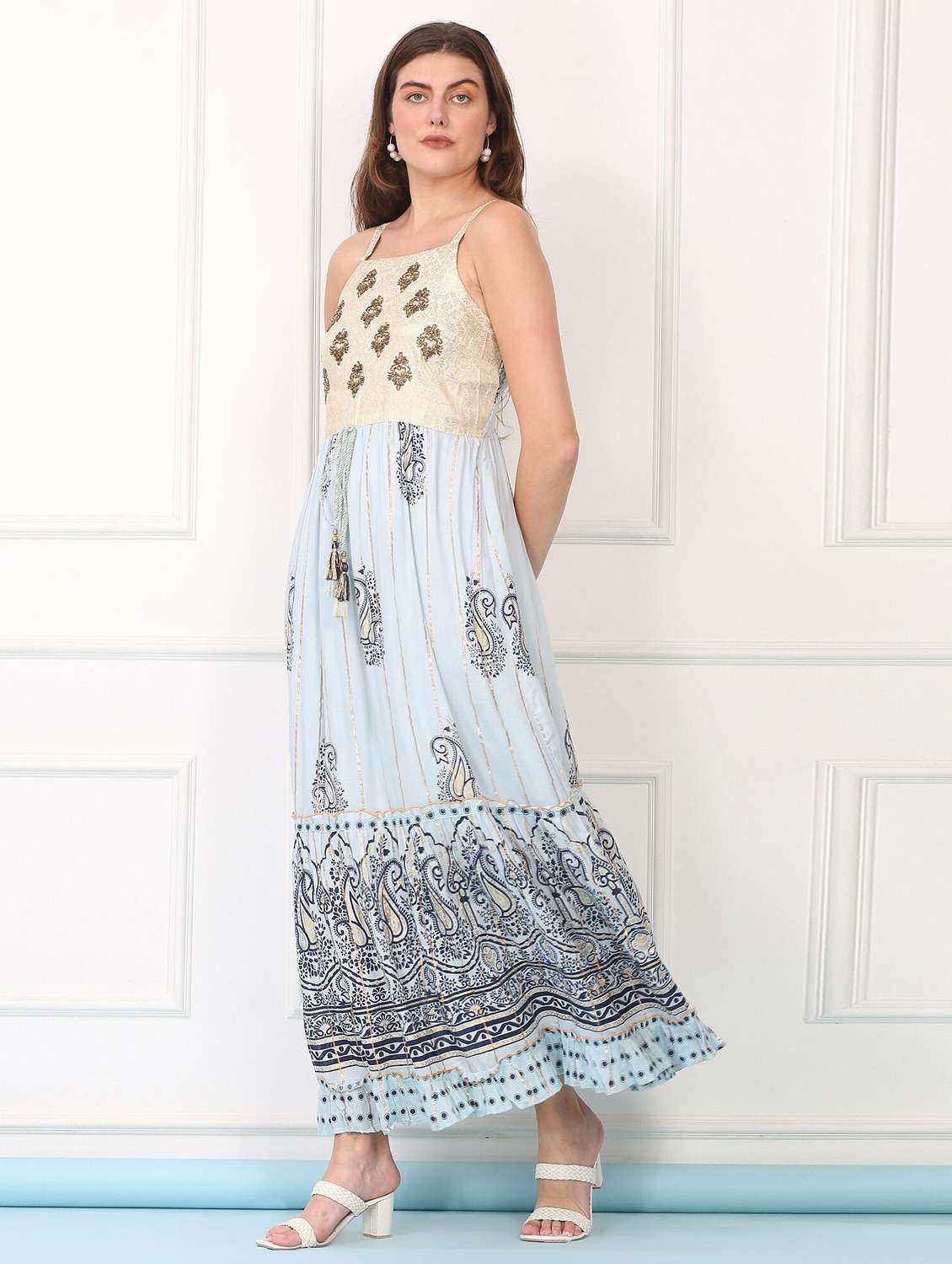 majestic by baani women blue maxi length dress - 22148081 -  Standard Image - 2