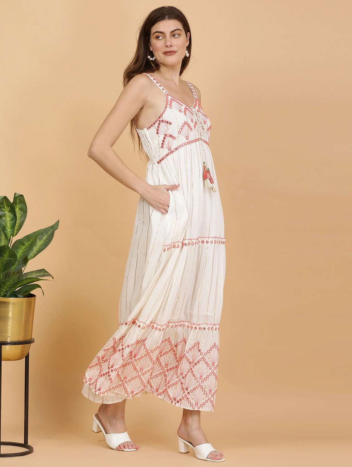 majestic by baani women tiered red maxi length dress - 22148085 -  Standard Image - 2