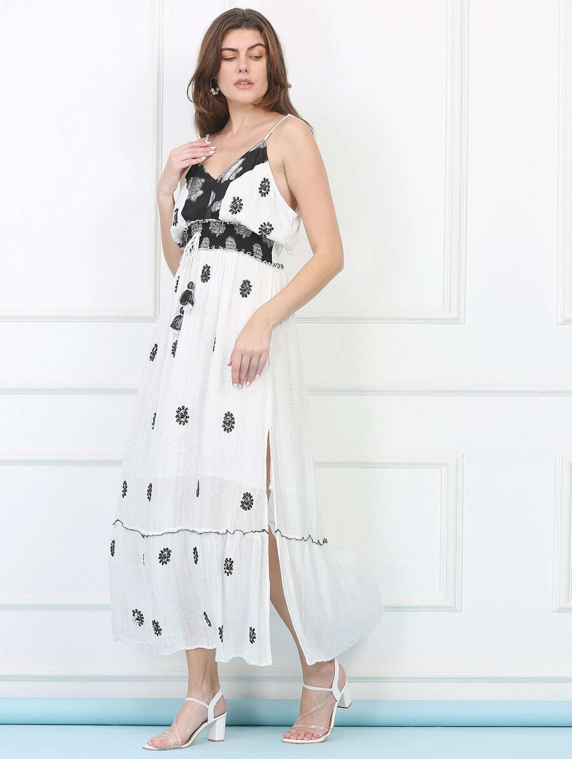 majestic by baani women tiered white maxi length dress - 22148104 -  Standard Image - 2