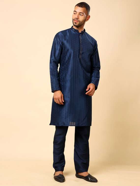 men self design long sleeve kurta with trousers ethnic wear set - 22148128 -  Standard Image - 2