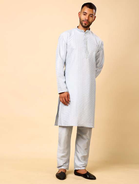 men self design long sleeve kurta with trousers ethnic wear set - 22148130 -  Standard Image - 2
