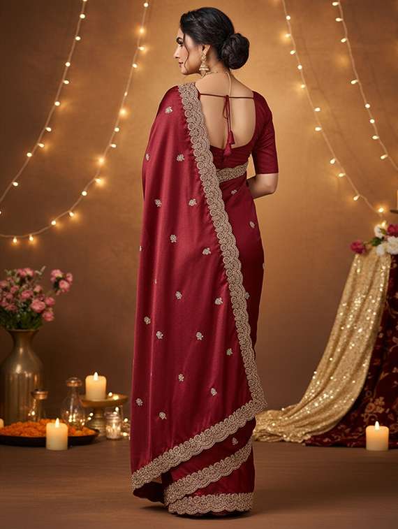women solid with work embroidered saree with blouse - 22148151 -  Standard Image - 2