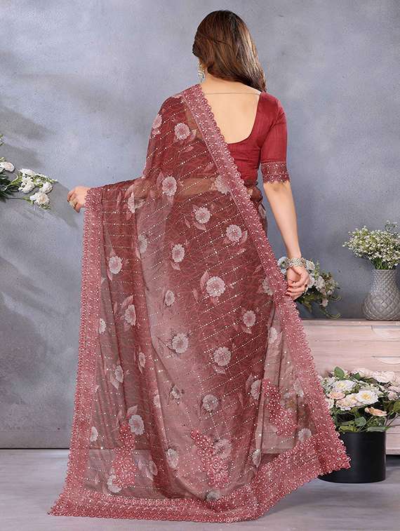 women floral printed embellished saree with blouse - 22148161 -  Standard Image - 2