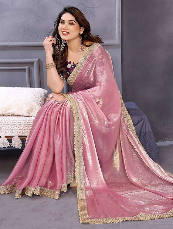 women solid with bordered saree with blouse - 22148166 -  Standard Image - 2