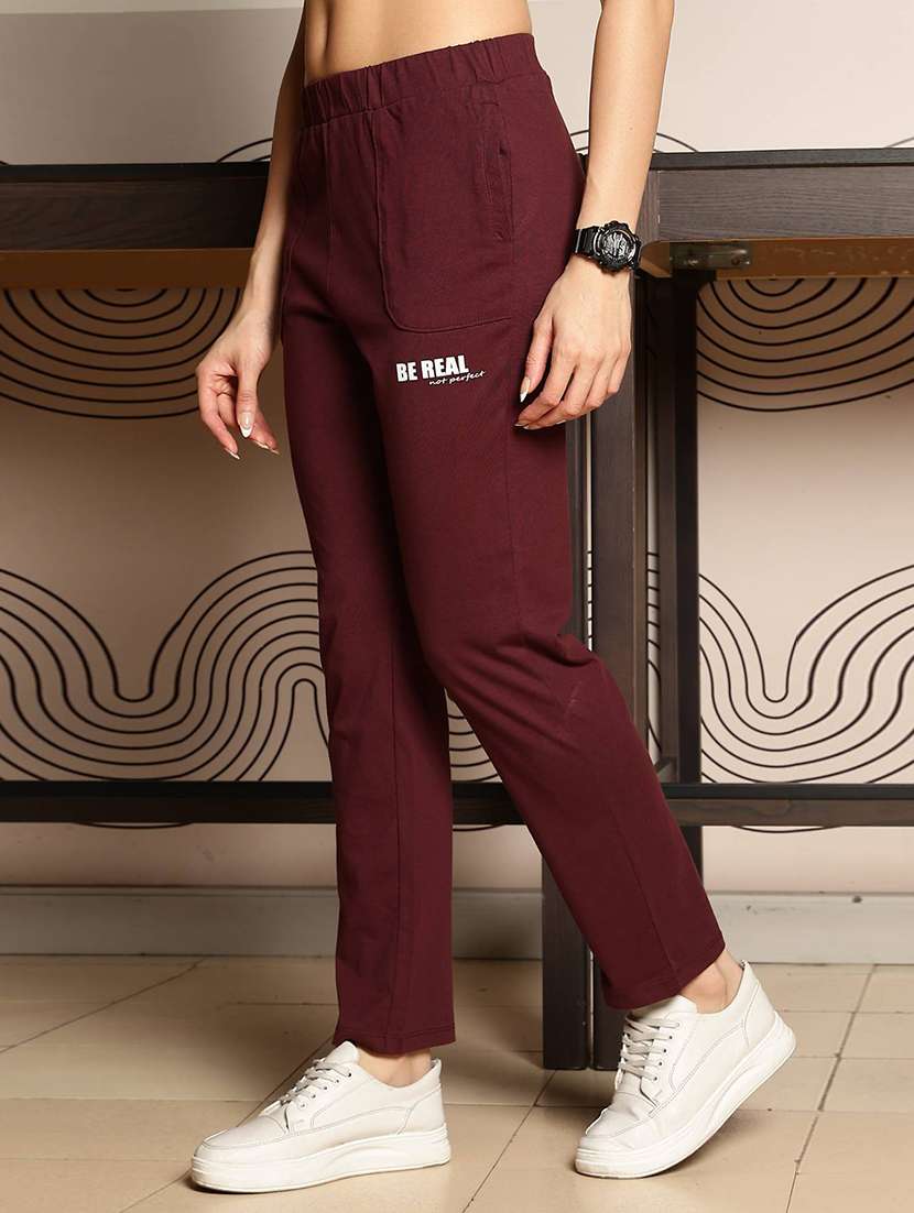 women solid mid rise regular track pant - 22148191 -  Standard Image - 2