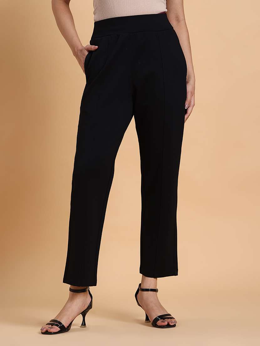 women black solid high rise jegging