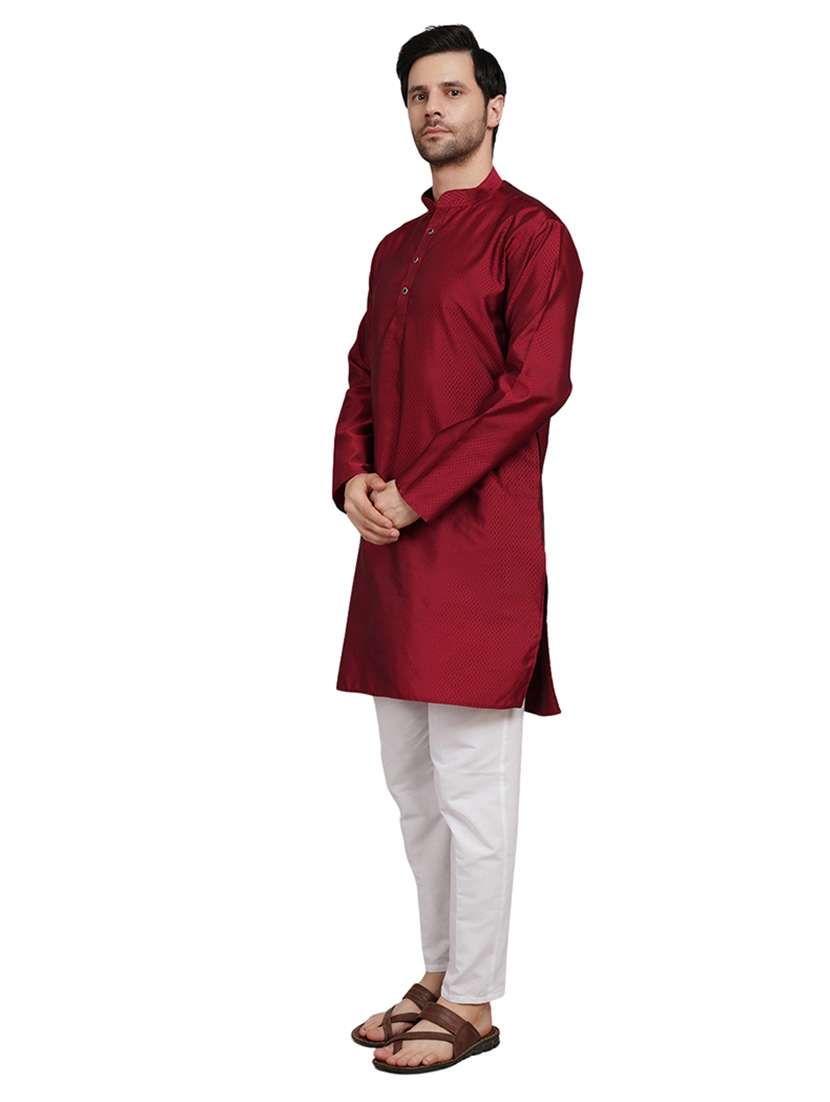men self design long sleeve kurta with trousers ethnic wear set - 22148198 -  Standard Image - 2