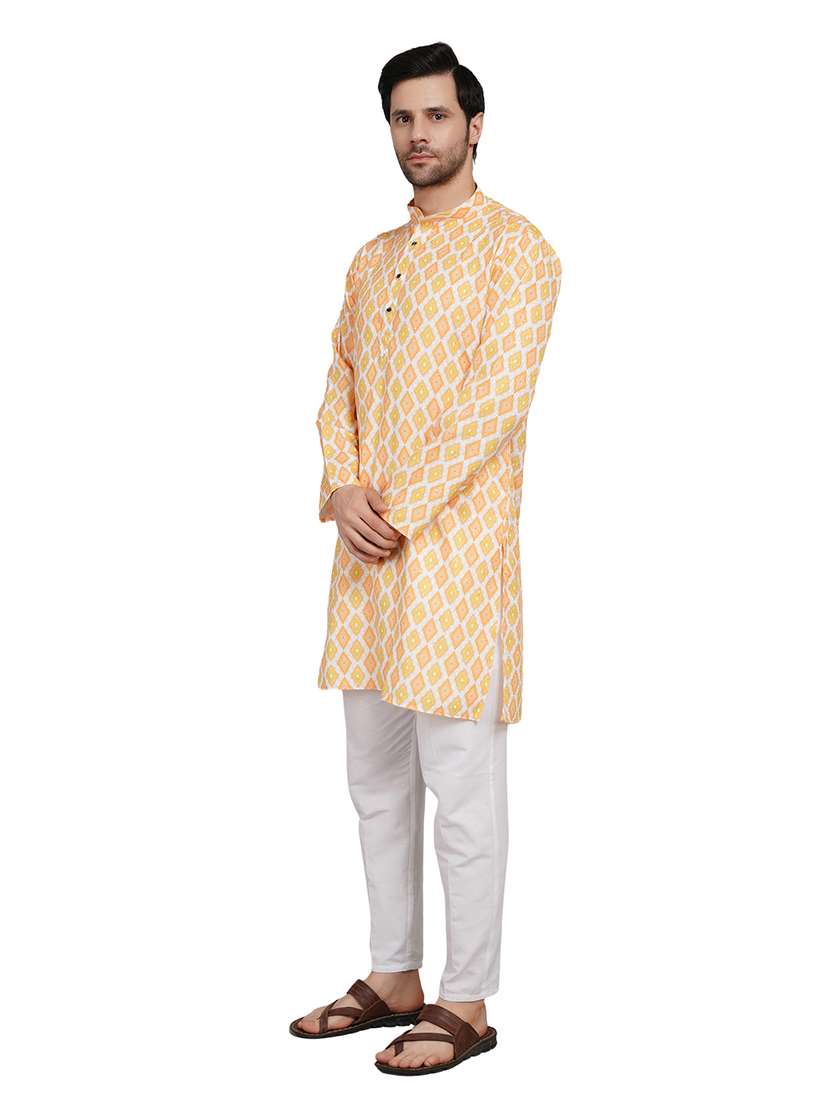 men printed long sleeve kurta with trousers ethnic wear set - 22148229 -  Standard Image - 2