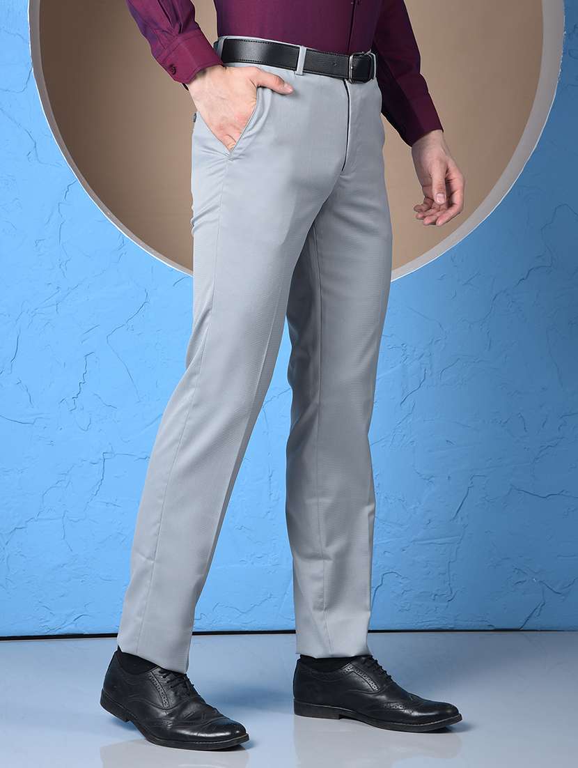 men solid mid rise flat front formal trouser - 22148246 - Standard Image - 2