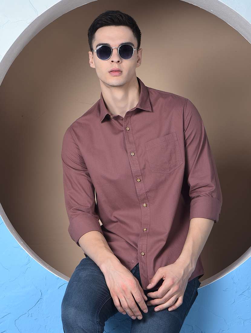 men solid long sleeve regualr fit casual shirt