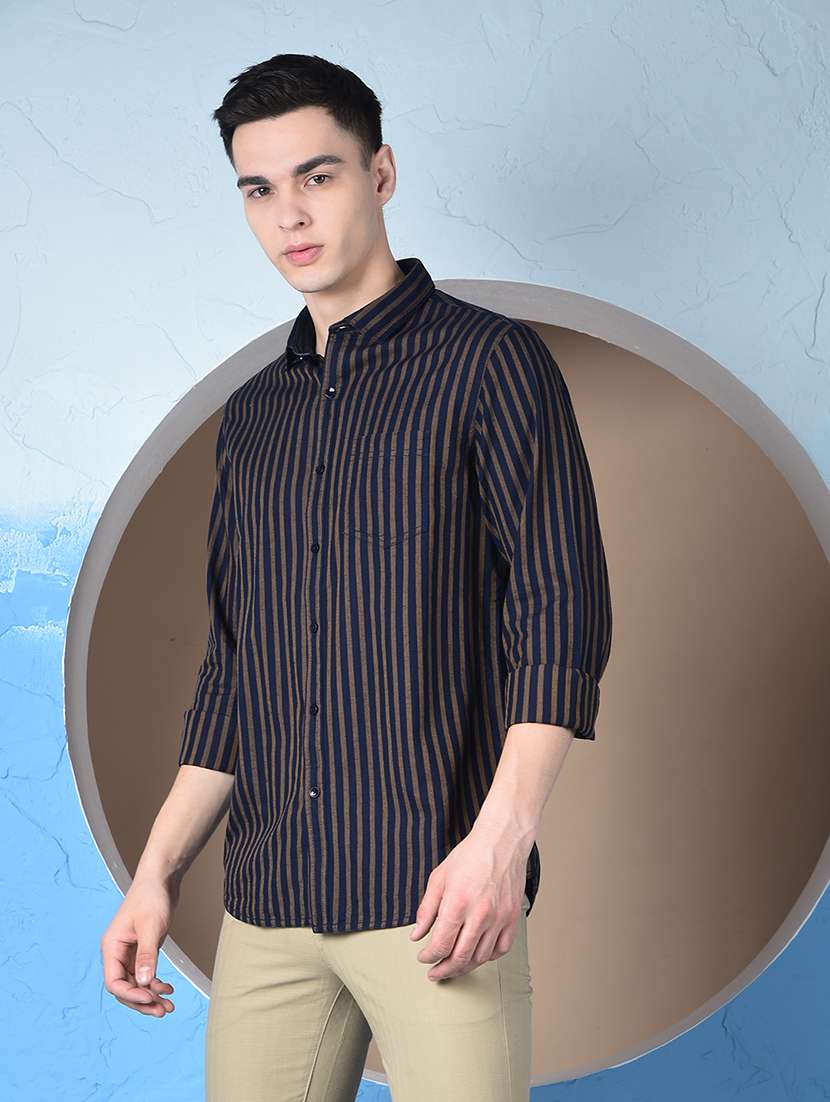 men striped long sleeve regualr fit casual shirt - 22148249 - Standard Image - 2