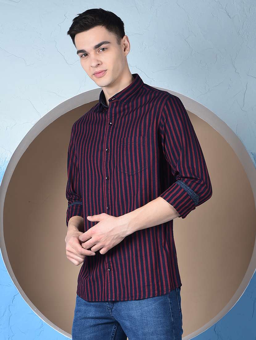 men striped long sleeve regualr fit casual shirt - 22148250 -  Standard Image - 2