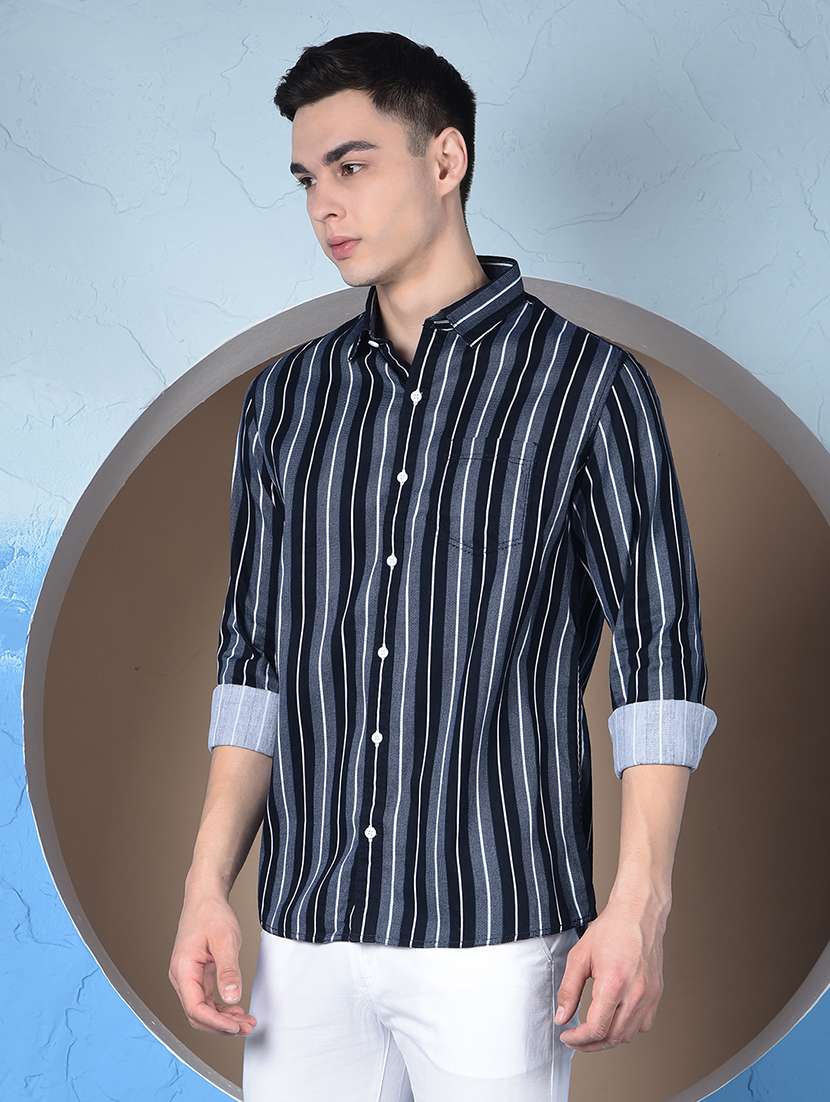 men striped long sleeve regualr fit casual shirt - 22148253 -  Standard Image - 2