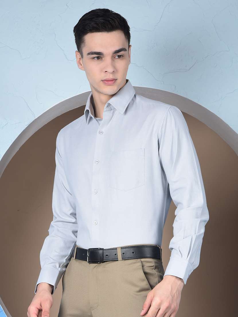 men solid long sleeve slim fit formal shirt - 22148265 -  Standard Image - 2