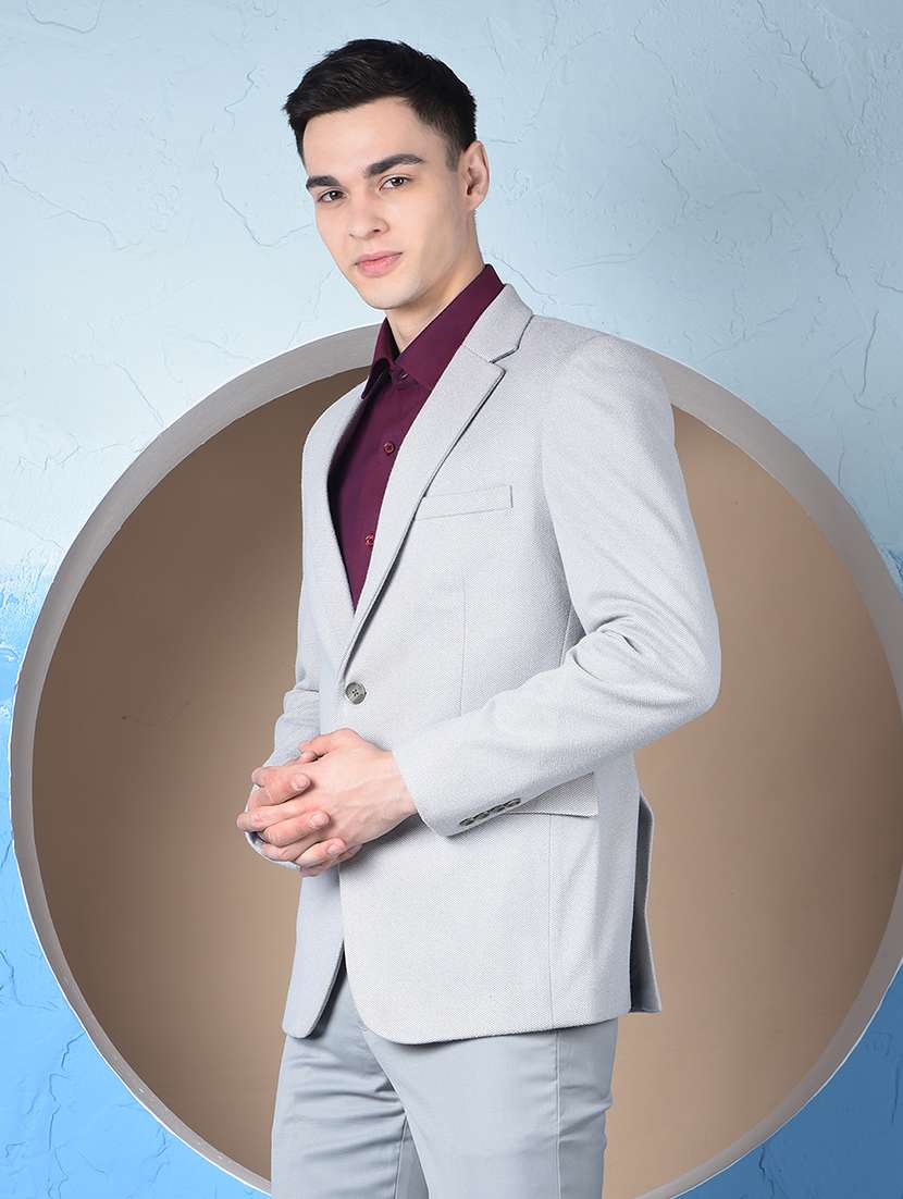 men solid lapel collar single breasted casual blazer - 22148268 -  Standard Image - 2