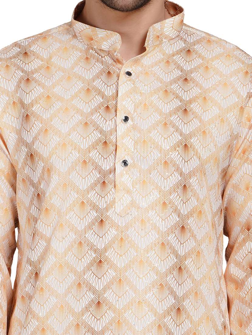 men printed long sleeve kurta with trousers ethnic wear set - 22148269 -  Standard Image - 7