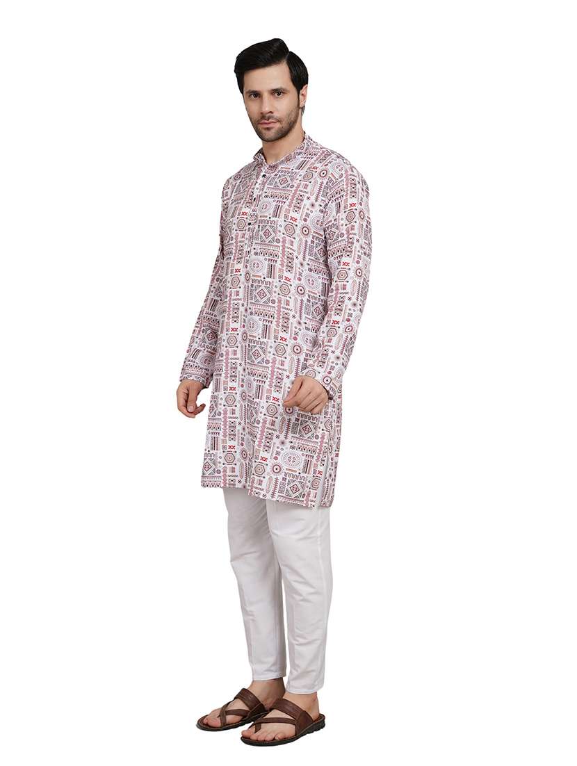 men printed long sleeve kurta with trousers ethnic wear set - 22148271 -  Standard Image - 2