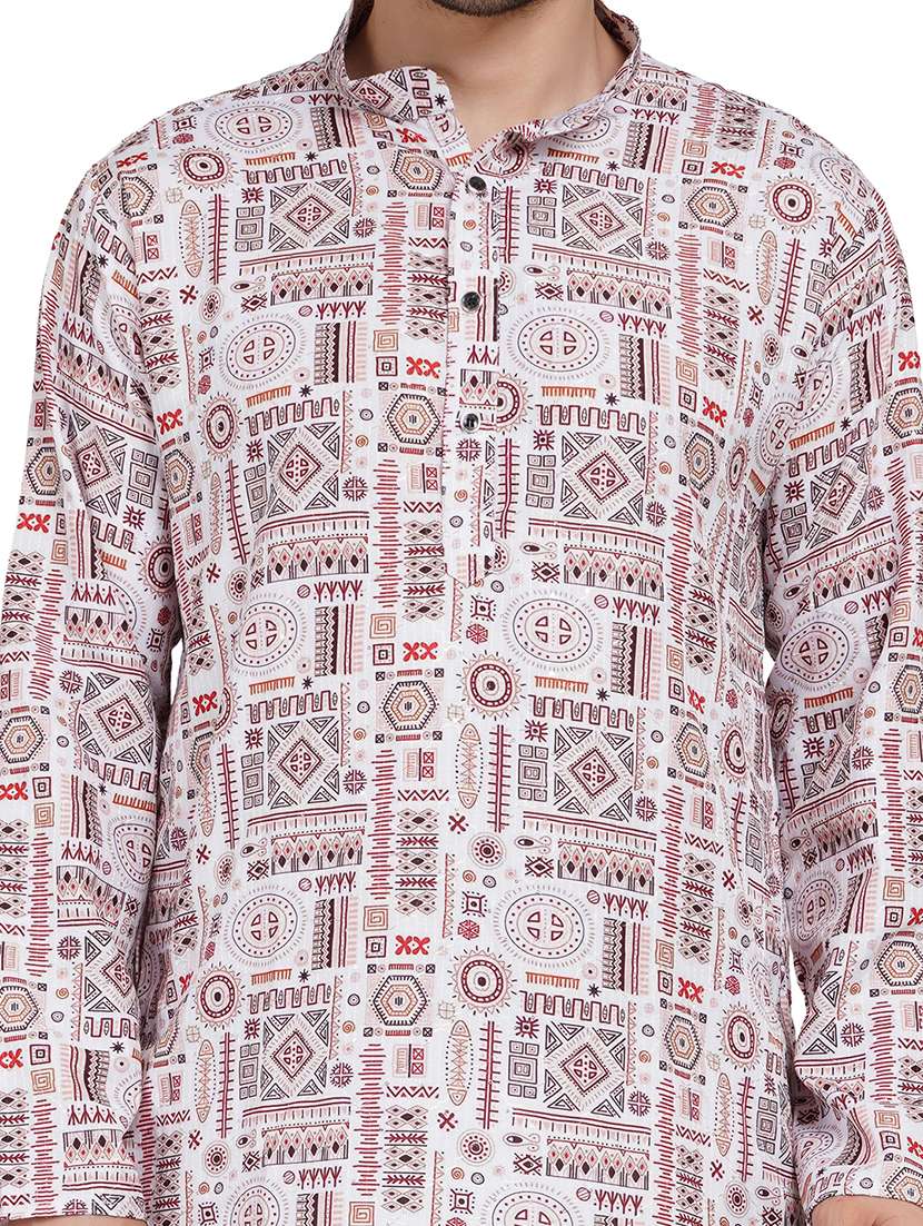 men printed long sleeve kurta with trousers ethnic wear set - 22148271 -  Standard Image - 7