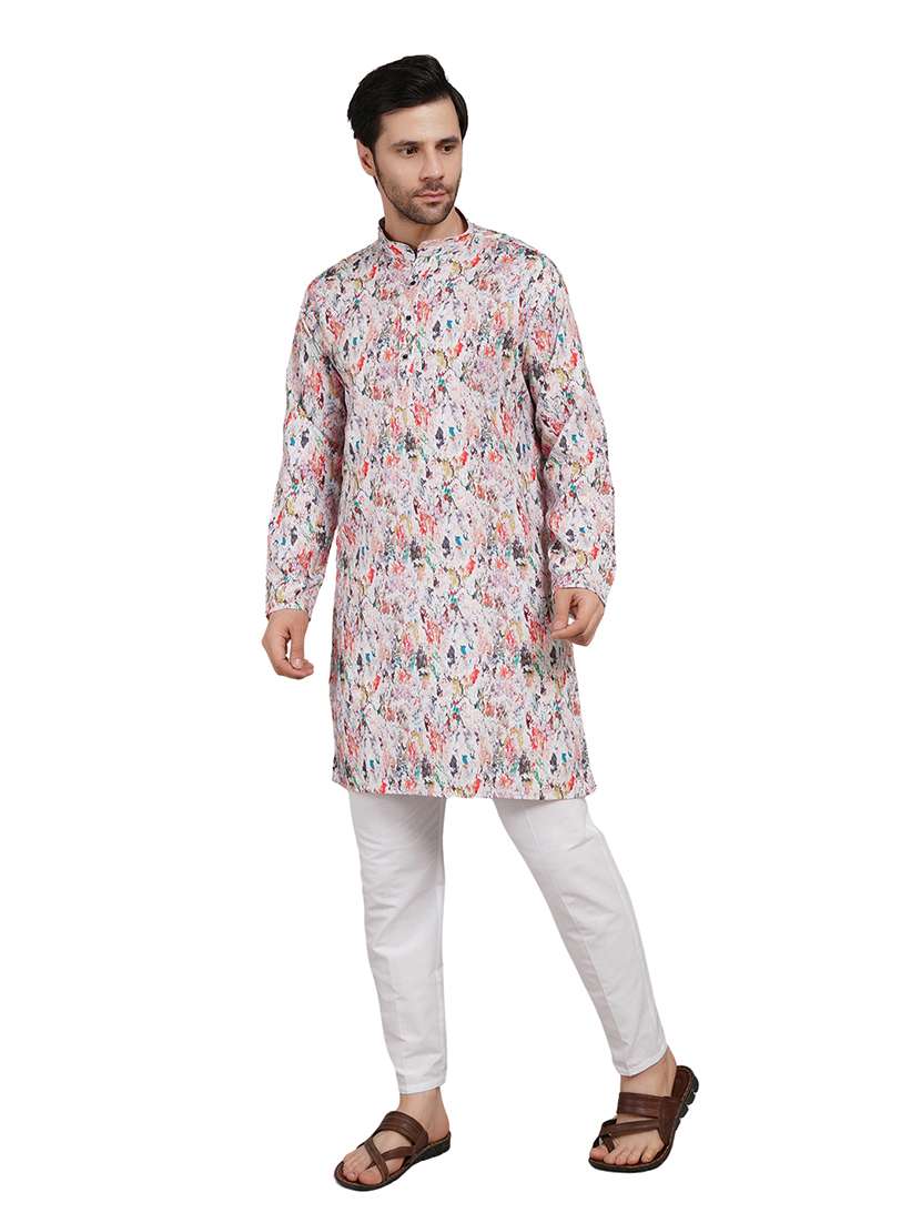 men printed long sleeve kurta with trousers ethnic wear set - 22148273 -  Standard Image - 2