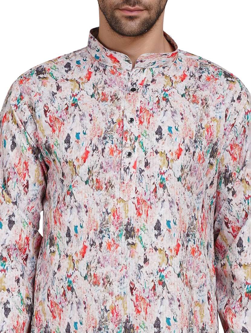 men printed long sleeve kurta with trousers ethnic wear set - 22148273 -  Standard Image - 7