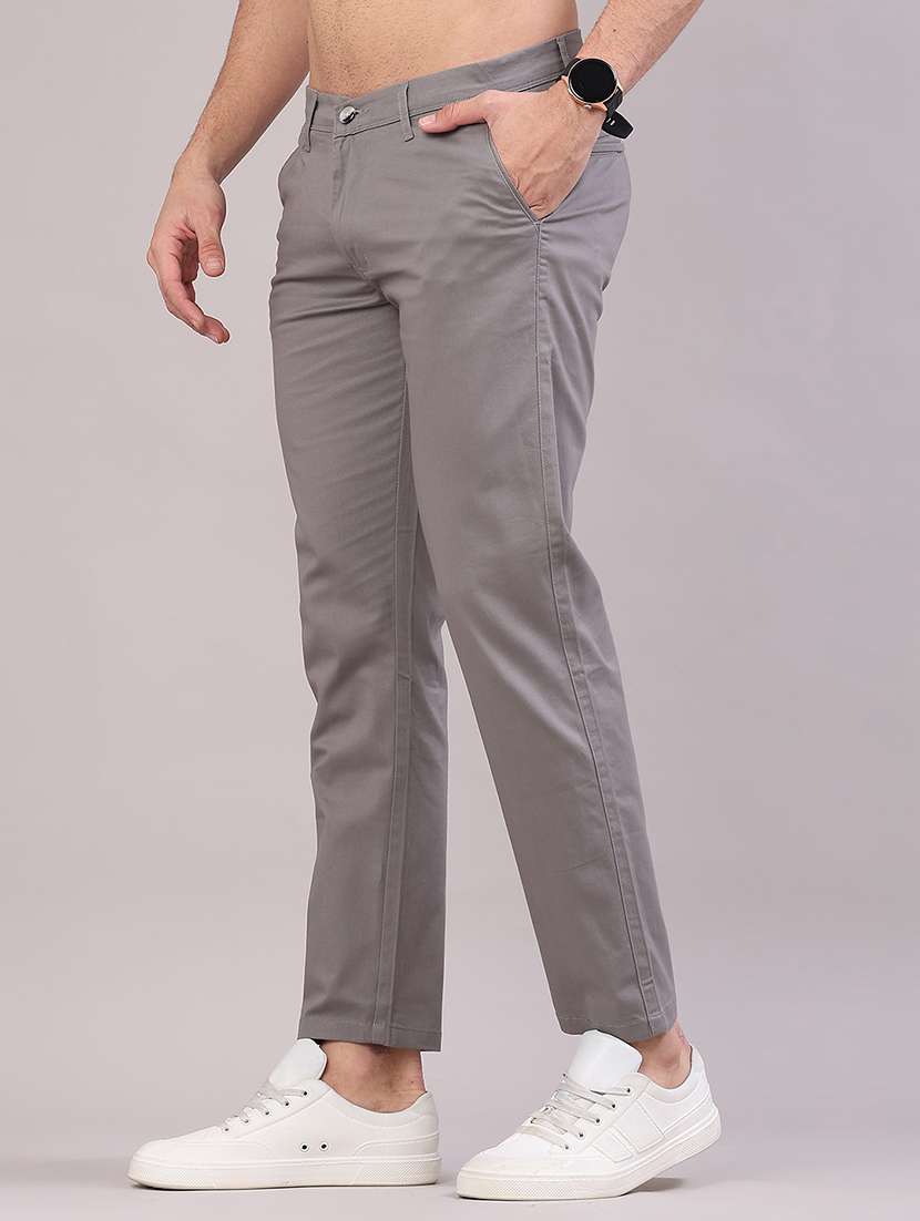 men solid mid rise casual chino - 22154361 -  Standard Image - 2