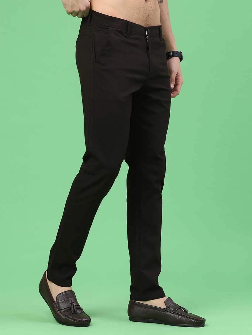 men solid mid rise chinos casual trouser - 22154363 -  Standard Image - 2