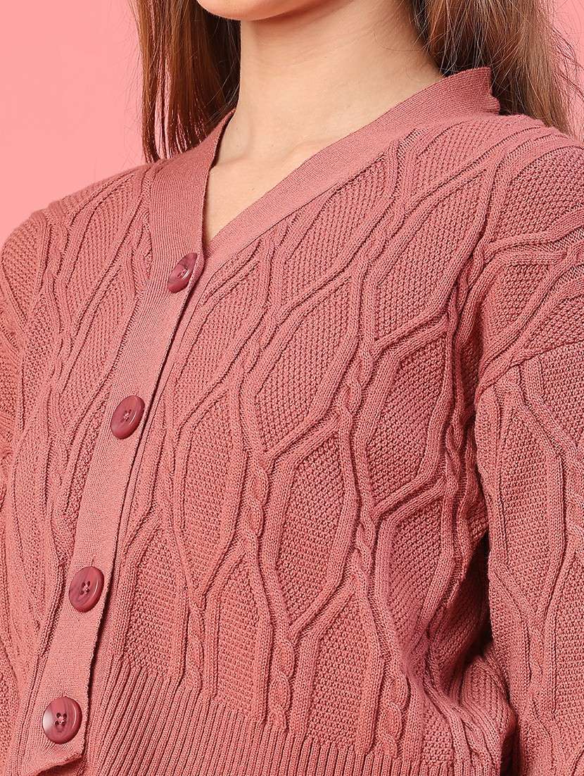 women self design long sleeve cardigan - 22154421 -  Standard Image - 2