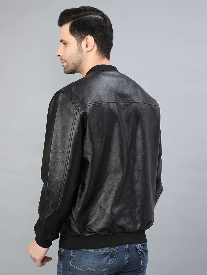 men solid long sleeve biker jacket - 22155118 -  Standard Image - 2